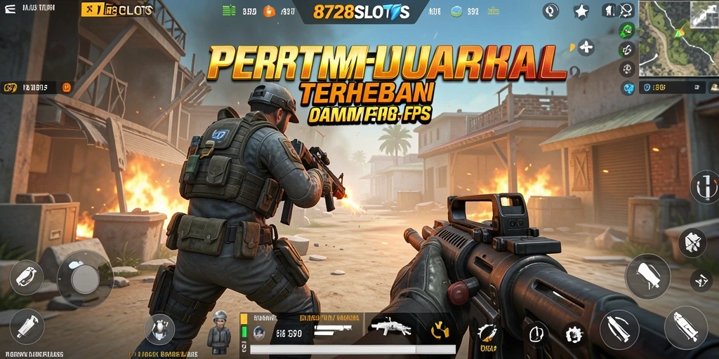 Screenshot menunjukkan pertempuran sengit di dalam game FPS.