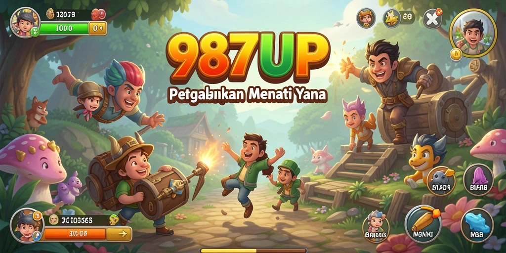 Screenshot gameplay 987UP menunjukkan petualangan seru di dunia fantasi.