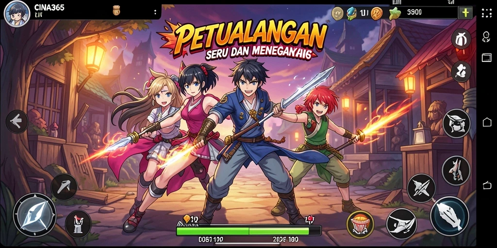 Tampilan screenshot CINA365 menampilkan karakter anime dalam pertarungan epik.