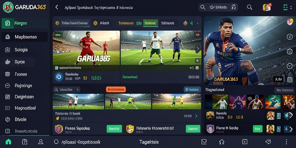 Screenshot utama GARUDA365 yang menunjukkan fitur taruhan olahraga.