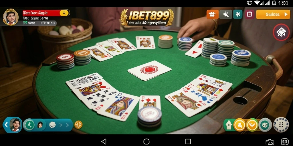 Tampilan gameplay IBET899 dengan suasana permainan Gaple yang seru.