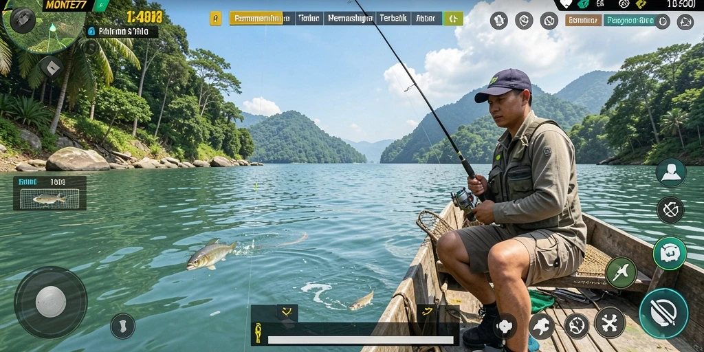 Gameplay seru menangkap ikan di MONTE77.