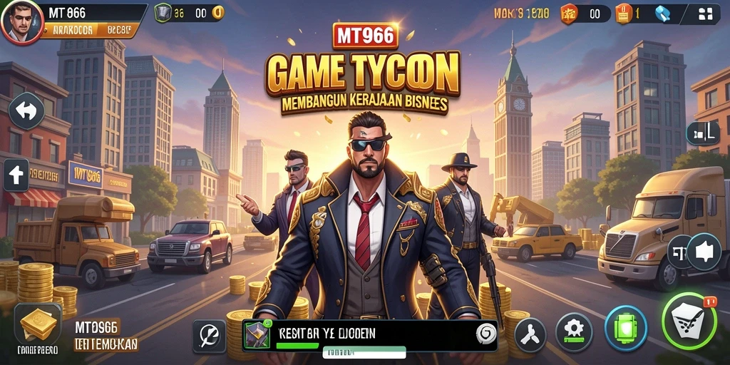 Tampilan gameplay MT966 yang menampilkan pengelolaan usaha yang efektif.
