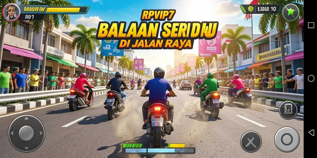 Tampilan gameplay RPVIP7 yang mendebarkan saat balapan.