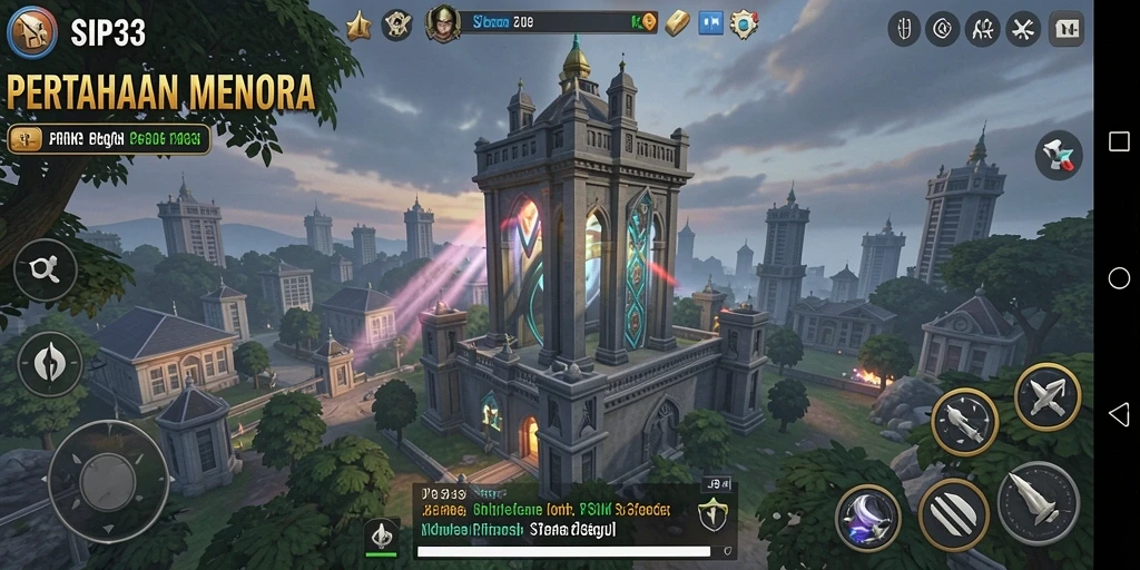 Tampilan gameplay SIP33 yang menarik dalam pertahanan menara.