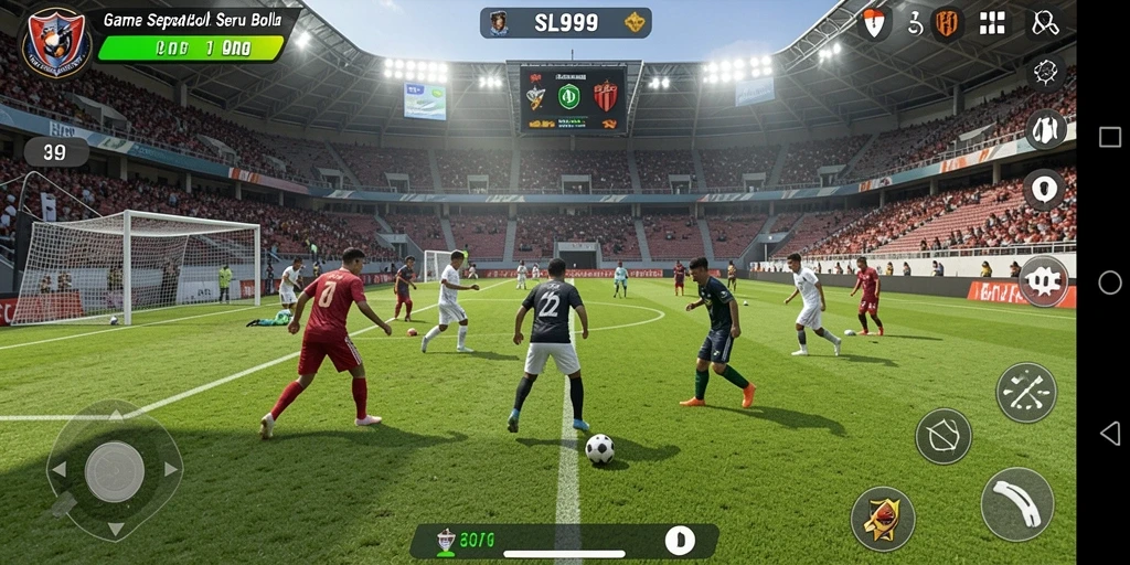 Gameplay seru dalam SL999 dengan aksi sepak bola yang mendebarkan.
