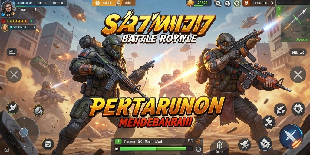 Screenshot menampilkan pertempuran intens di arena Battle Royale.