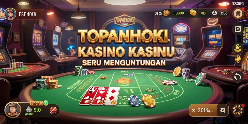 Tangkapan layar utama gameplay <strong>TOPANHOKI</strong> yang menampilkan suasana kasino yang menarik.